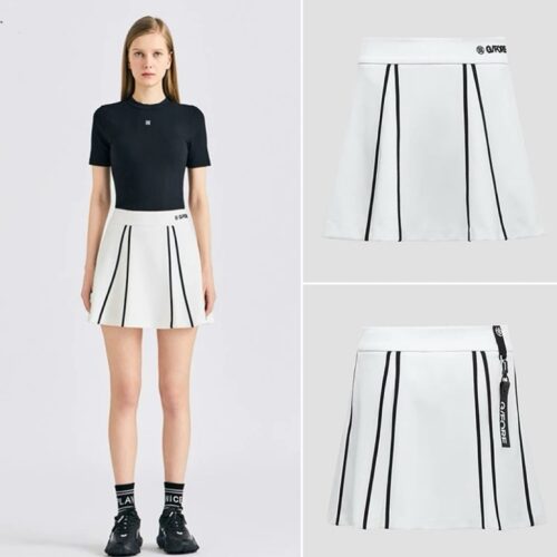 GF0129 LINE COLOUR CONTRAST FLARED SKIRT(WOMEN)